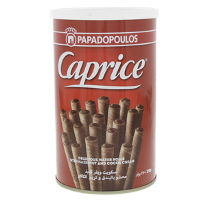 Papadopoulos Caprice Wafer Rolls Hazelnut And Cocoa Cream 250g